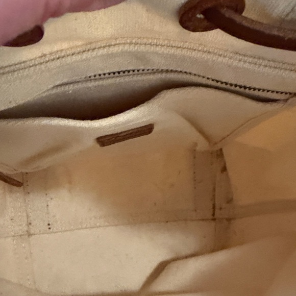 Madewell Natural Canvas & Brown Leather Drawstring Backpack - Picture 7 of 11